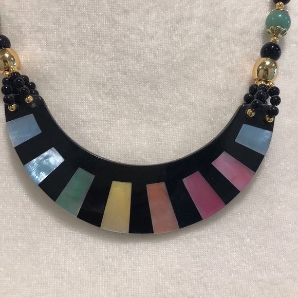 Natural Mixed Gemstone Inlay Choker Necklace - Picture 2 of 9